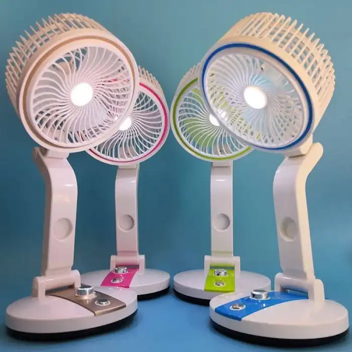 Rechargable Folding Table Fan With LED Light