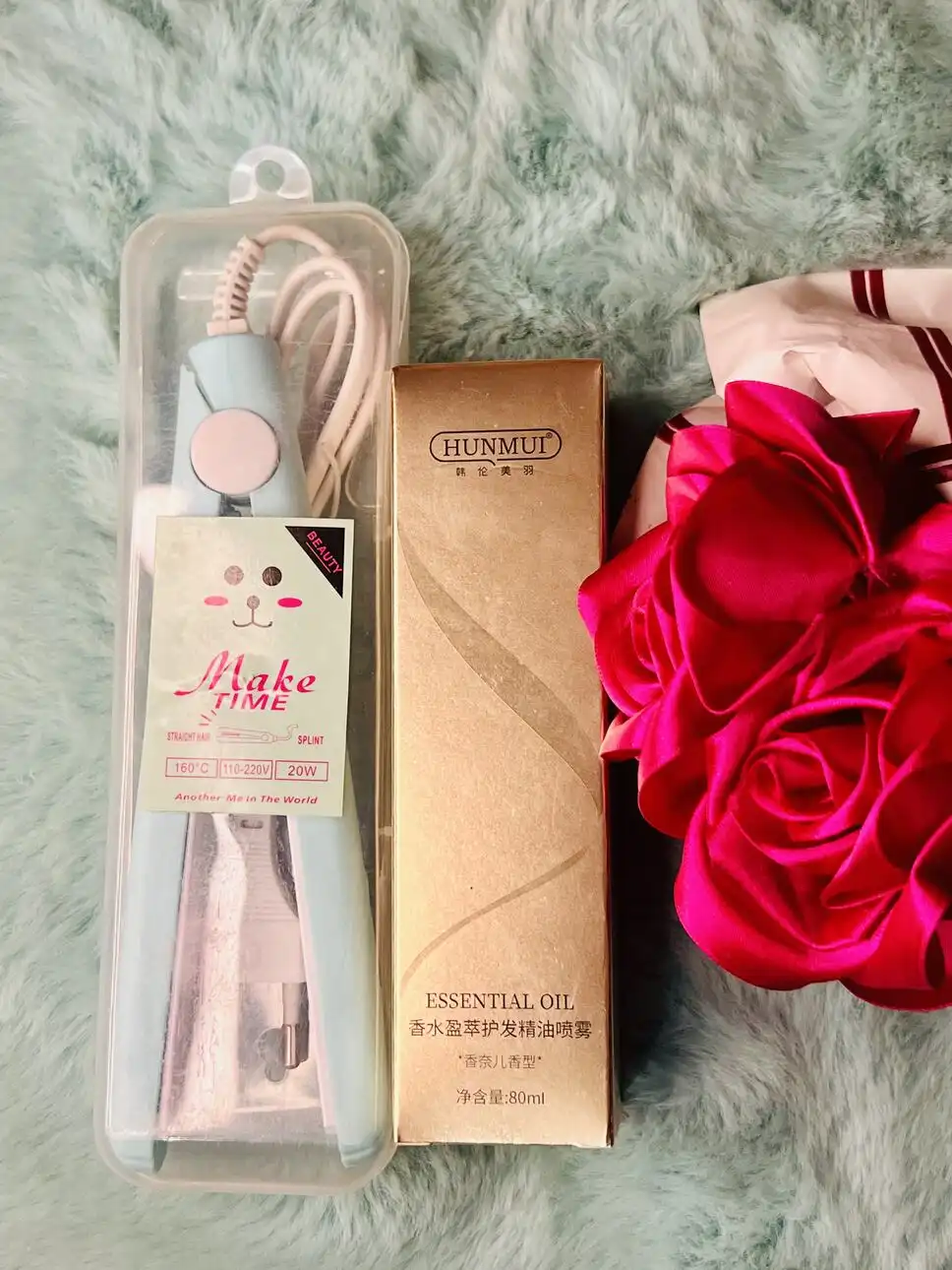 2 in 1 Hair Care Combo – Hunmui Hair Serum Spray + Mini Hair Straightener